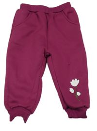 Fuchsiové tepláky s kytičkou 