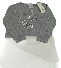 Nové- Šedé úpletové triko s nápisem z flitrů E-vie angel