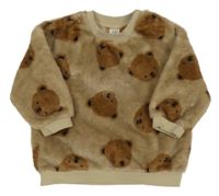 Béžová chlpatá mikina s medveďmi H&M