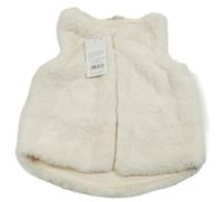 Nové - Smotanová kožušinová podšitá vesta so cute