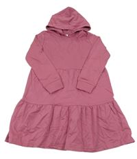 Vínové teplákové šaty s kapucí 