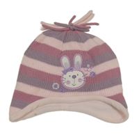 Růžovo-fialová pruhovaná čepice s králíčkem M&Co.