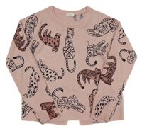 Světlerůžový lehký svetr s leopardy Next