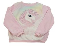 Ružovo-farebná chlpatá mikina s jednorožcom H&M