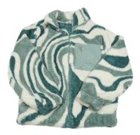 Zeleno-biela chlpatá prepínaci mikina Page one young