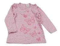 Růžová melírovaná tunika s motýlky Topomini