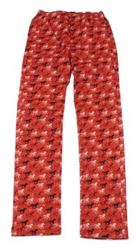 Červené plátenné nohavice s koníky