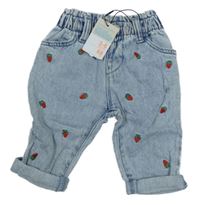 Nové - modré rifle s jahůdkami Primark