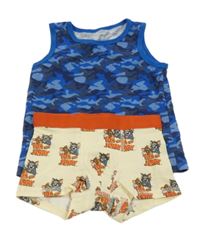 2 set - modré army tílko + žlté trenírky s Tomem a Jerrym