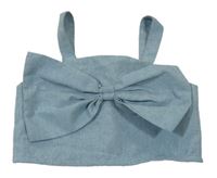 Šedomodrý melírovaný crop top s mašlou Shein