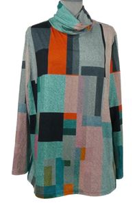 Dámske farebné kockované tričko s rolákom