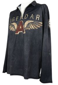 Pánské tmavošedé sportovní polo triko s nápisem 