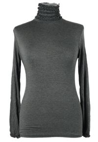 Dámské šedé triko s rolákem a volánky 