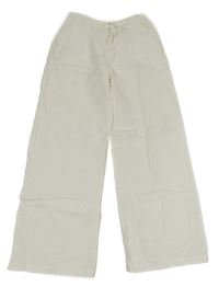 Biele plátenné nohavice s madeirou H&M