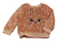 Ružová bodkovaná á chlpatá mikina s čumáčkem H&M