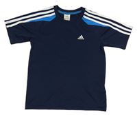 Tmavomodré sportovní tričko s pruhy Adidas 