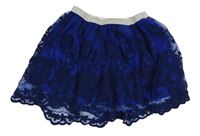 Tmavomodro-zafírová čipková sukňa Forever21