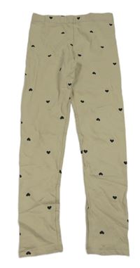 Béžové silnější legíny se srdíčky H&M