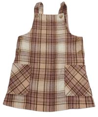 Svetloružová -hnedé kockované vlnené šaty Primark