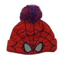 Černá vzorovaná čepice s bambulí - Spiderman