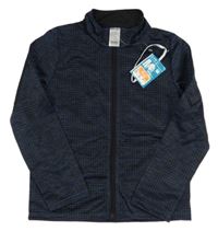 Nové - Černo-tmavomodrá vzorovaná propínací thermo mikina Decathlon