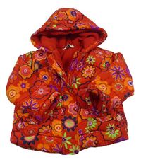 Červená kvetovaná šušťáková zimná bunda s kapucňou George