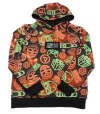 Čierno-červeno-zelená mikina s vánočními obrázky a kapucňou George