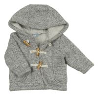 Sivá melírovaná pletená zateplená bunda s kapucňou Topomini