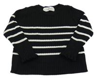 Čierno-biely rebrovaný sveter s pruhmi H&M