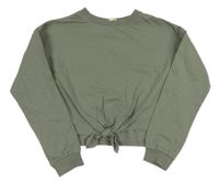 Khaki crop mikina H&M