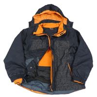 Černo-vzorovaná funkční šusťáková zimní bunda s odepínací kapucí Crivit