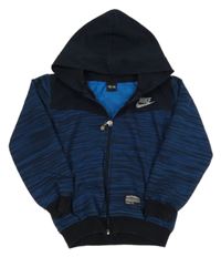 Tmavomodro-modrá pruhovaná propínací mikina s kapucí Nike