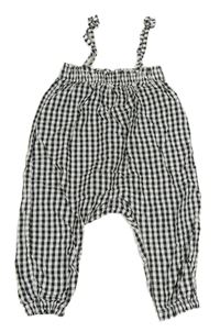 Černo-bílé kostkované krepové laclové kalhoty F&F