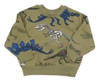 Světlekhaki mikina s kostrami dinosaurů Peacocks