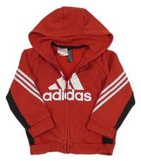 Červeno-černá propínací mikina s kapucí Adidas