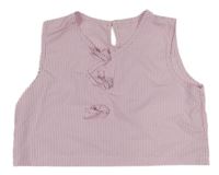 Ružovo-biely pruhovaný crop top s mašľami