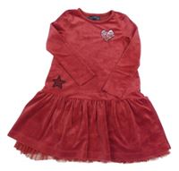 Rubínové plyšové šaty s flitrami