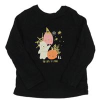 Černé triko s dýní a duchem Nutmeg