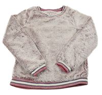 Světle-tmavorůžová chlupatá podšitá mikina