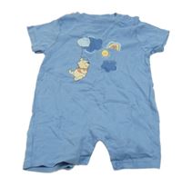 Modrý kraťasový overal s Púem a dúhou Disney