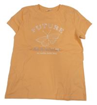 Meruňkové tričko s nápisem a motýlem S. Oliver