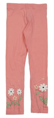 Ružové legíny s kvietkami