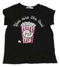 Čierne tričko s popcornem H&M