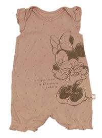 Starorůžový kraťasový overal s Minnie, srdíčky a volánky George