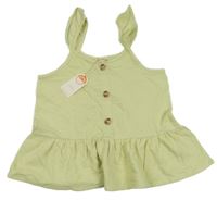 Nové - Limetový top s gombíkmi a volánem River Island
