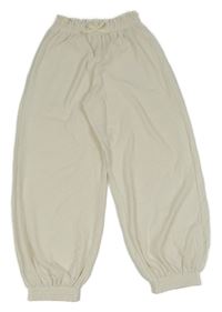 Smotanové mačkané paper bag cuff nohavice s mašlou ZARA