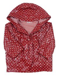 Červený puntíkatý pogumovaný jarní kabátek s kapucňou M&Co.