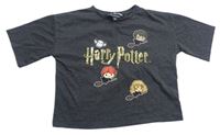 Tmavošedé crop tričko - Harry Potter