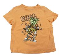 Oranžové tričko s ananasom zn. Primark