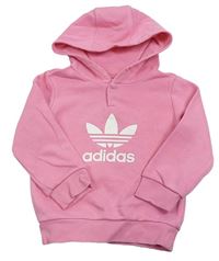 Růžová mikina s logem a kapucí Adidas